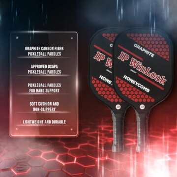 JP WinLook Premium Pickleball Paddles Set – USAPA Pickleball Set - Graphite Carbon Fiber Rackets for Women & Men and Balls for Indoor or Outdoor Play - Racquets, Pickleballs & Carry Bag