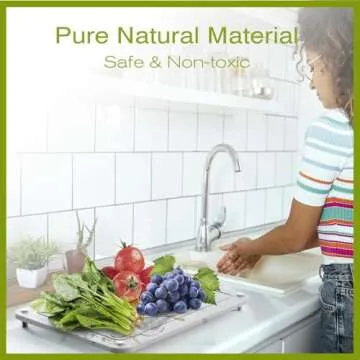 Happnear Dish Drying Mat Kitchen Counter Stone Drying Mat with Wooden Dish Rack,Quick Drying Stone Dish Mat Ultra Absorbent Natural Diatomaceous Earth Stone Mat, Heat Resistant Non-Slip Tableware Mat