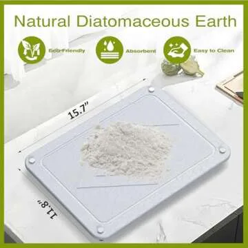 Happnear Dish Drying Mat Kitchen Counter Stone Drying Mat with Wooden Dish Rack,Quick Drying Stone Dish Mat Ultra Absorbent Natural Diatomaceous Earth Stone Mat, Heat Resistant Non-Slip Tableware Mat