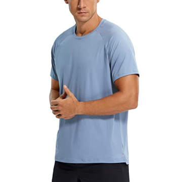 CRZ YOGA Men's Workout Short Sleeve T-Shirt Quick Dry Gym Athletic Running Stretchy Tee Shirts Top S...