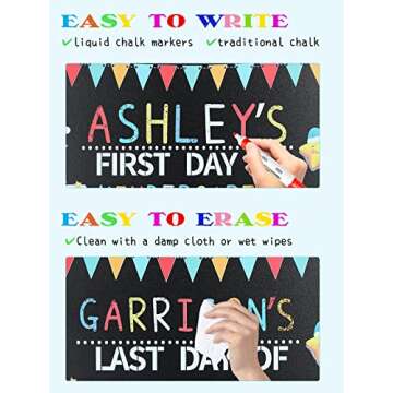 First & Last Day of School Board - Reusable Chalkboard Sign for Kids