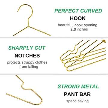 Amber Home 20 Pack 12 Inch Gold Kids Baby Hangers, Strong Metal Children Clothes Hangers for Closet,...