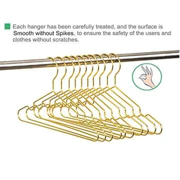 Amber Home 20 Pack 12 Inch Gold Kids Baby Hangers, Strong Metal Children Clothes Hangers for Closet, Space Saving Infant Hanger for Toddler Coats Pants (Gold, 20)