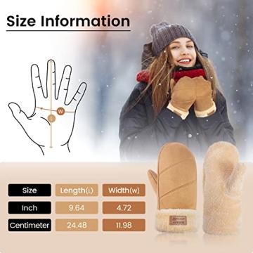 Arctic Paw Women's Mittens - Khaki Faux Leather Winter Warmth