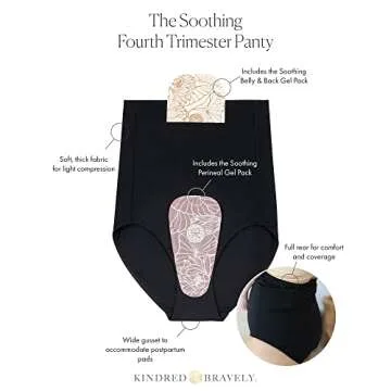 Kindred Bravely Postpartum Panty, Essential Underwear with 2 Hot or Cold Gel Packs (Black, Medium)