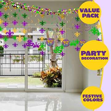 JOYIN 25 PCS Mardi Gras Hanging Decorations Set