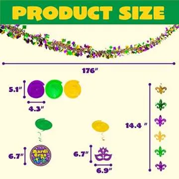 JOYIN 25 PCS Mardi Gras Hanging Decorations Set