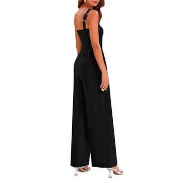 KIRUNDO Black Jumpsuits for Women Overalls Casual Loose Fit One Piece Sleeveless Wide Leg Jumpsuit L...