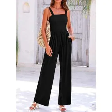 KIRUNDO Casual Wide Leg Jumpsuit for Women with Pockets
