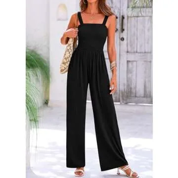 KIRUNDO Casual Wide Leg Jumpsuit for Women with Pockets