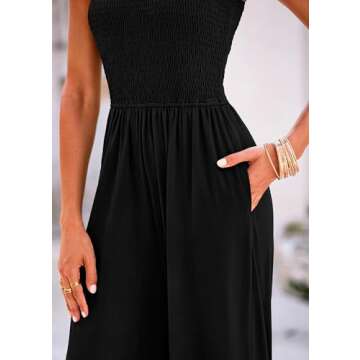KIRUNDO Black Jumpsuits for Women Overalls Casual Loose Fit One Piece Sleeveless Wide Leg Jumpsuit Long Pant Sexy Rompers with Pockets Summer Outfits(Black, XX-Large)