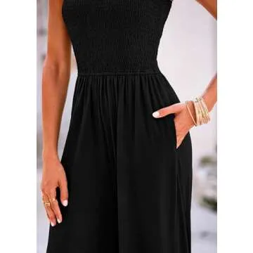 KIRUNDO Casual Wide Leg Jumpsuit for Women with Pockets