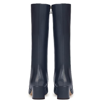 Stylish MERRORI Women's 2 Inch Low Heel Navy Boots