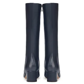 Stylish MERRORI Women's 2 Inch Low Heel Navy Boots
