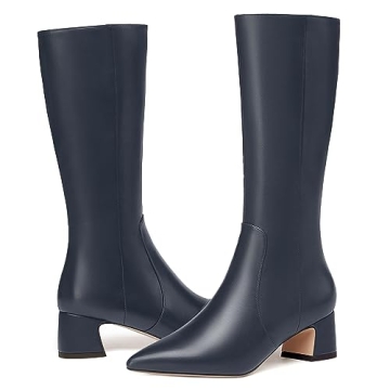 Stylish MERRORI Women's 2 Inch Low Heel Navy Boots