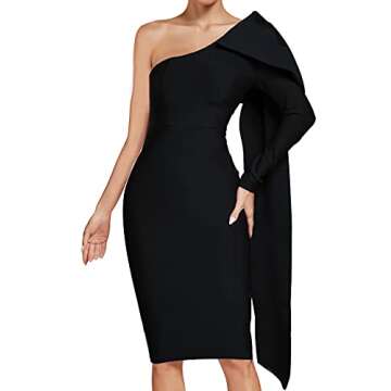 UONBOX One Shoulder Bowknot Dress - Elegant and Versatile