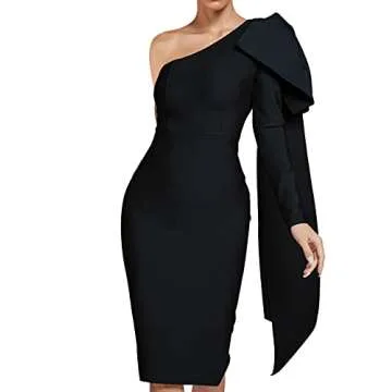 UONBOX One Shoulder Bowknot Dress - Elegant and Versatile