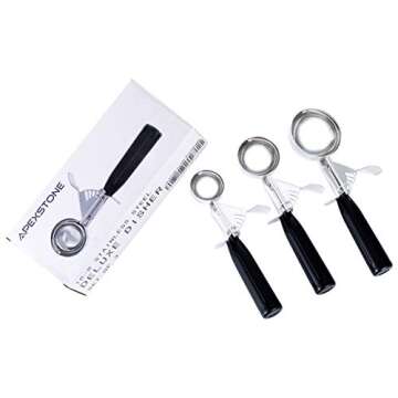 Apexstone Cookie Scoop Set of 3, Cupcake Scoops for Baking Set of 3, 3-Pack Stainless Steel Cookie Scoop Set, Ice Cream Scoop Set of 3 with Trigger Include Small, Medium, Large Size
