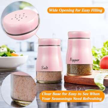 Cute Bivvclaz Pink Salt and Pepper Shakers for Kitchen