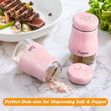 Cute Bivvclaz Pink Salt and Pepper Shakers for Kitchen