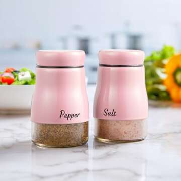 Cute Bivvclaz Pink Salt and Pepper Shakers for Kitchen