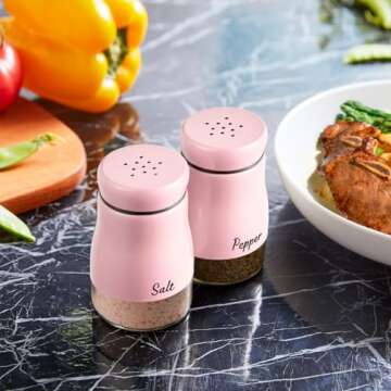 Cute Bivvclaz Pink Salt and Pepper Shakers for Kitchen