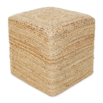 Eco-Friendly Jute Cube Pouf Ottoman for Stylish Comfort