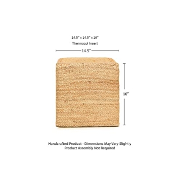 Eco-Friendly Jute Cube Pouf Ottoman for Stylish Comfort