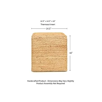 Eco-Friendly Jute Cube Pouf Ottoman for Stylish Comfort