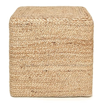 Eco-Friendly Jute Cube Pouf Ottoman for Stylish Comfort