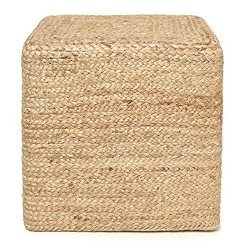 Eco-Friendly Jute Cube Pouf Ottoman for Stylish Comfort