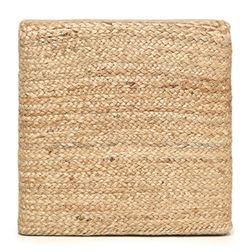 Eco-Friendly Jute Cube Pouf Ottoman for Stylish Comfort