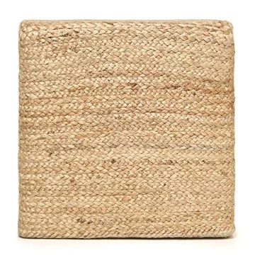 Eco-Friendly Jute Cube Pouf Ottoman for Stylish Comfort