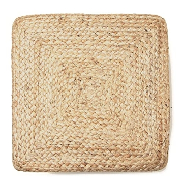 Eco-Friendly Jute Cube Pouf Ottoman for Stylish Comfort