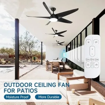 NWIASS 60 Inch Ceiling Fan with Light - Modern & Waterproof