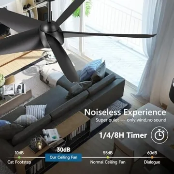 NWIASS 60 Inch Ceiling Fan with Light - Modern & Waterproof