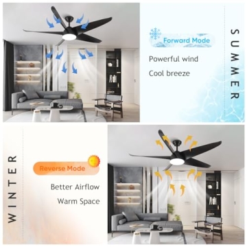 NWIASS 60 Inch Ceiling Fan with Light - Modern & Waterproof
