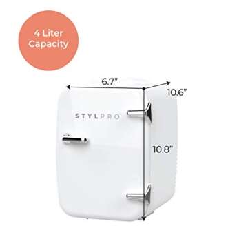STYLPRO Mini Beauty Fridge (4 litre), Silver, Portable Cooler or Warmer for Skincare, Beauty Products, Makeup and Cosmetics, Storage organiser for Bedroom, Bathroom or Dressing Room, Gift for Women