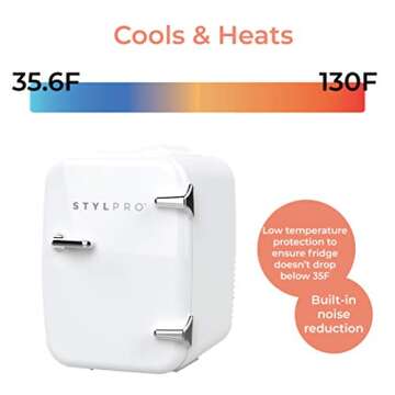 STYLPRO Mini Beauty Fridge (4 litre), Silver, Portable Cooler or Warmer for Skincare, Beauty Products, Makeup and Cosmetics, Storage organiser for Bedroom, Bathroom or Dressing Room, Gift for Women