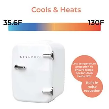 STYLPRO Mini Beauty Fridge (4 litre), Silver, Portable Cooler or Warmer for Skincare, Beauty Products, Makeup and Cosmetics, Storage organiser for Bedroom, Bathroom or Dressing Room, Gift for Women