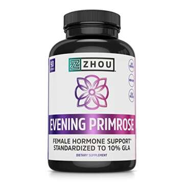 Zhou Nutrition Evening Primrose Oil Capsules, Supports Hormone Balance for Women, PMS and Menopause ...