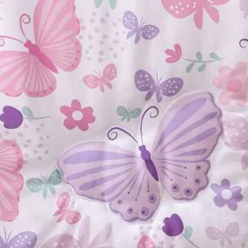 Butterfly Theme Crib Bedding Set for Girls 3 Piece Set