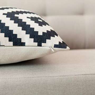 YeeJu Geometric Decorative Throw Pillow Covers - Premium Cotton Linen for a Chic Home Design 24x24 I...