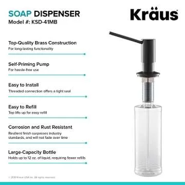 Kraus Kitchen Soap Dispenser 12 oz of Liquid, KSD-41MB