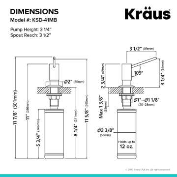 Kraus Kitchen Soap Dispenser 12 oz of Liquid, KSD-41MB