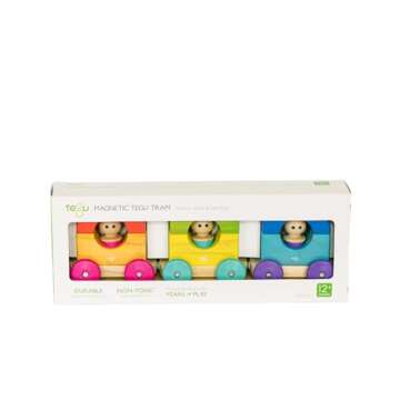 12 Piece Tegu Magnetic Tram Building Block Set, Rainbow