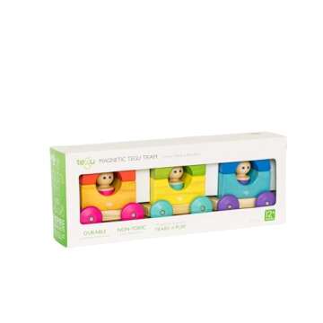 12 Piece Tegu Magnetic Tram Building Block Set, Rainbow