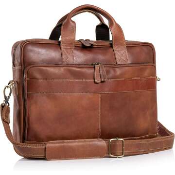 Stylish KomalC 16 Inch Leather Briefcase for All