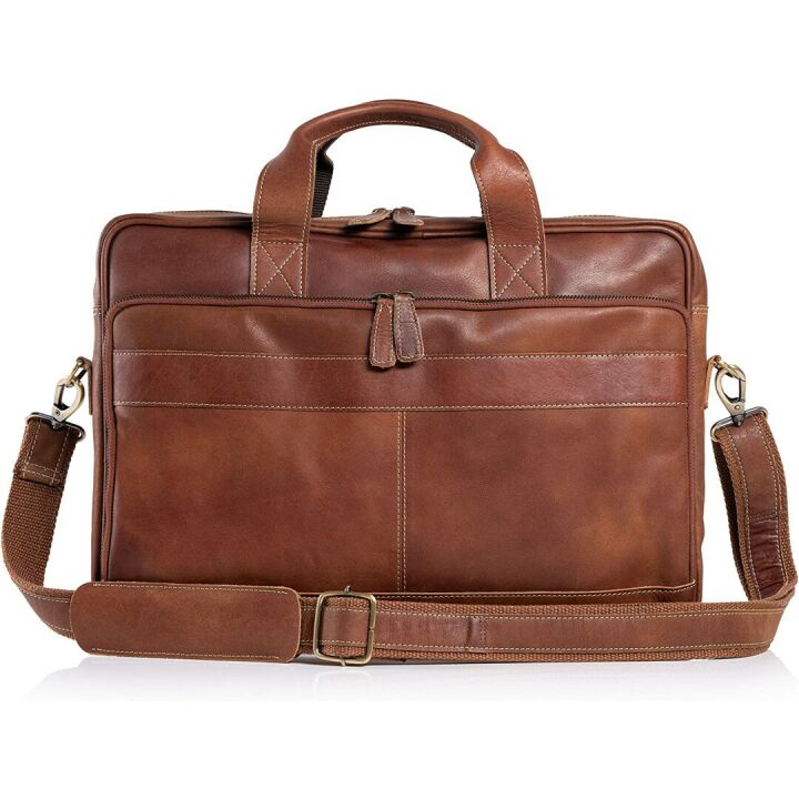 Stylish KomalC 16 Inch Leather Briefcase for All