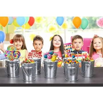 Charming 12 Pack Mini Galvanized Metal Buckets for Parties
